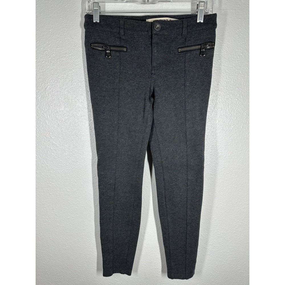 DKNY‎ Jeans Pants Womens 2 Gray Knit Skinny Ankle Zip Pocket Stretch Casual